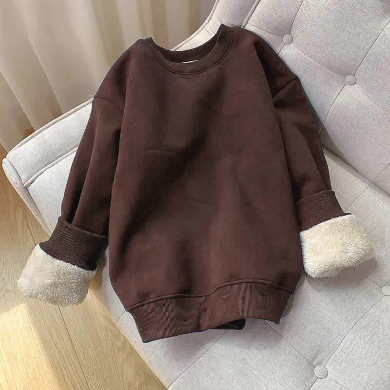 【楽で暖かく!】 おしゃれな 裏 起毛 清新 レディース ファッション 大人可愛い 切り替え 無地 ラウンドネック 秋冬 長袖 カジュアル