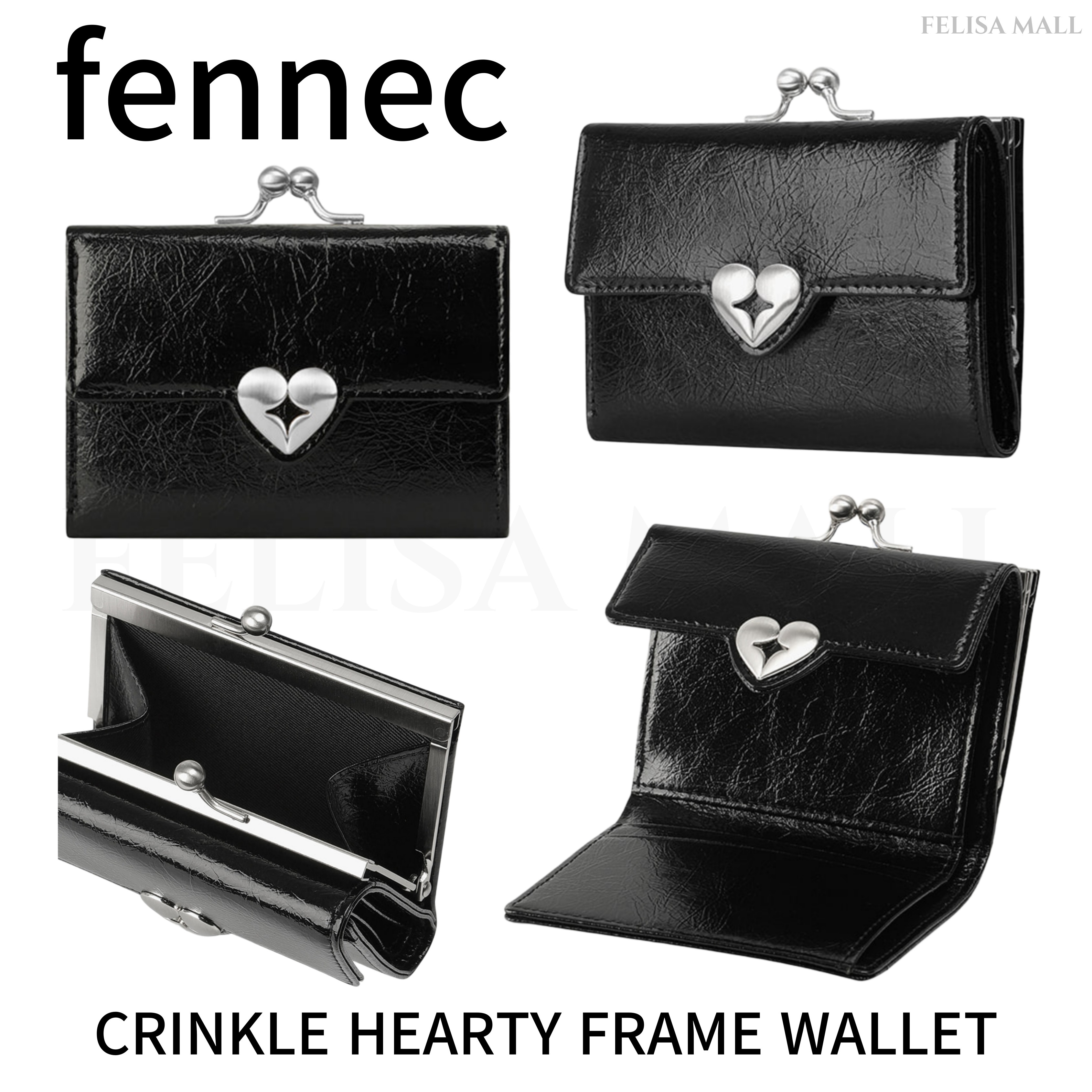 [FENNEC] CRINKLE HEARTY FRAME WALLET 女性人気 韓国財布