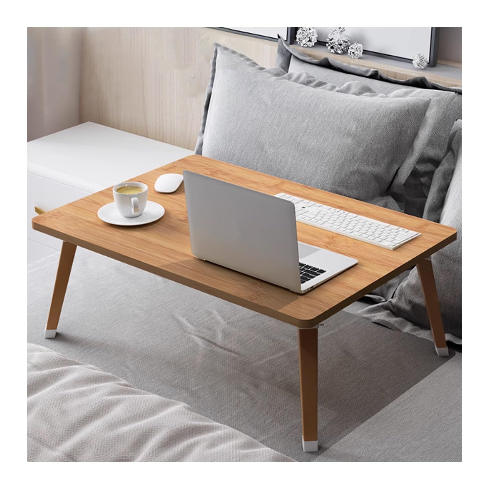 ラップトップデスクベッドローテーブルラップトップコンピュータートレイラップデスクラップトップスタンドラップトップ用ベッドテーブルシンプルでスタイリッシュ折りたたみ式竹70 * 50cm/