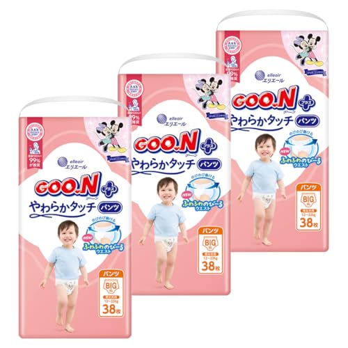 【パンツ BIGサイズ】グーンプラス やわらかタッチ おむつ (12~22kg) 114枚(38枚×3) [ケース販売] (ディズニーデザイン