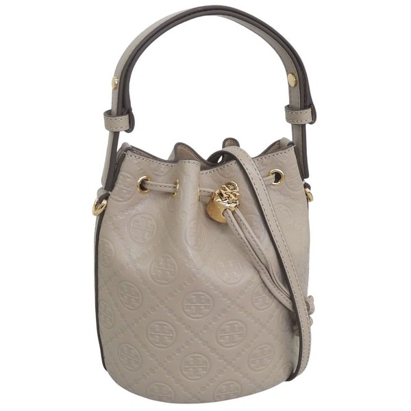 トリーバーチ バッグ レディース 2WAY ショルダーバッグ グレー T MONOGRAM LEATHER MINI BUCKET BAG 158530-201 TORY BURCH