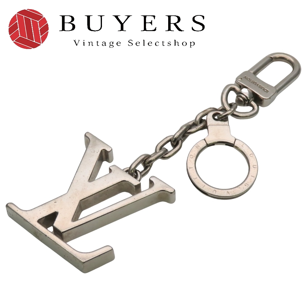 中古 バッグチャーム ポルトクレ・イニシャルLV M65071 メタル シルバー キーホルダー アクセサリー メンズ 男性