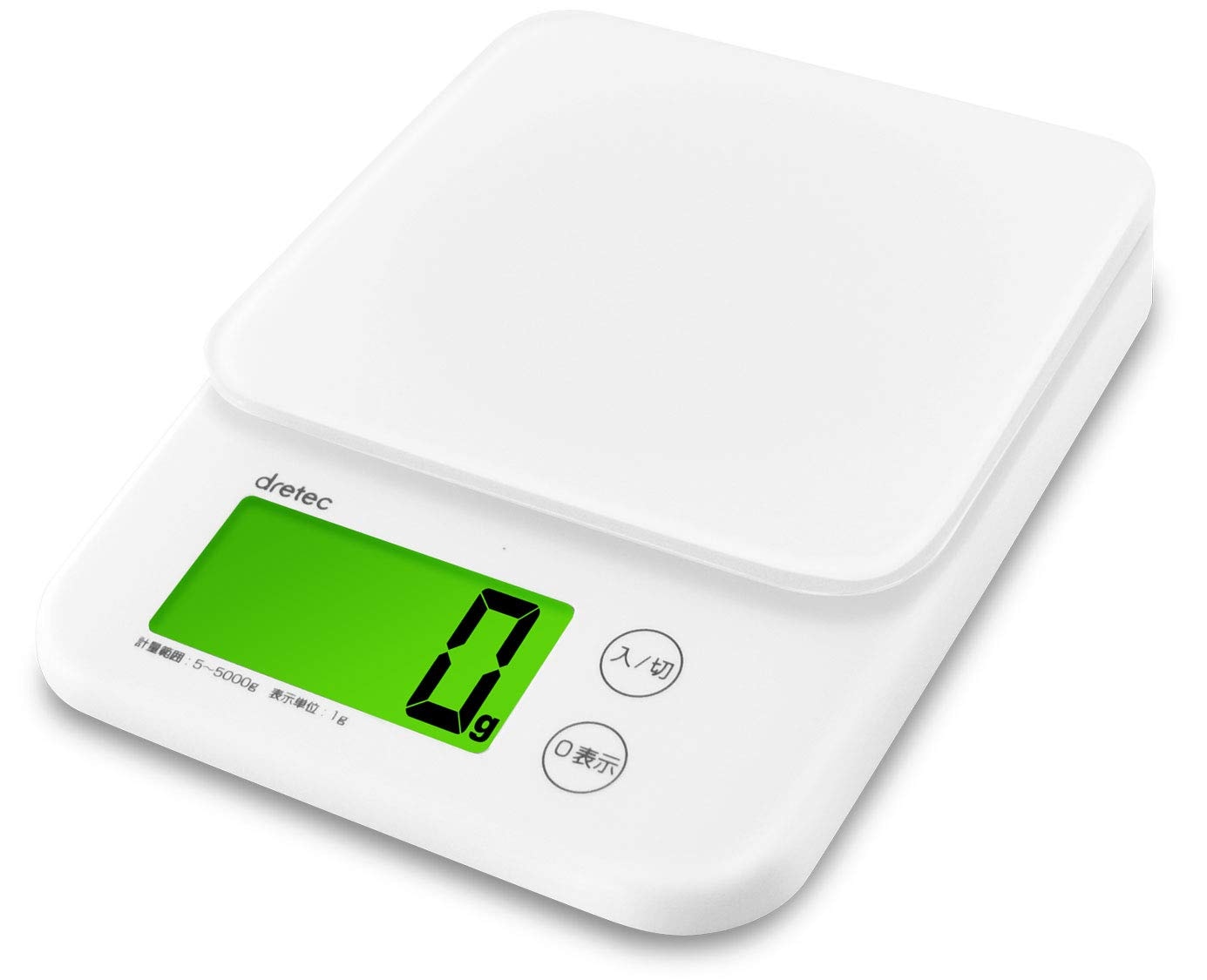 日本メーカー dretec(ドリテック) キッチンスケール デジタル 5kg/1g単位 バックライト 風袋引き 取り外して洗える計量皿 KS-513