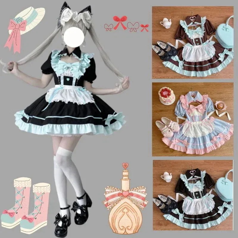 アメリカンハロウィンロリータ 二次元 メイド服 コスプレ レディース 洋装学院祭用 初音 メイド コスプレ ワンピース ドレス 韓国ファッション