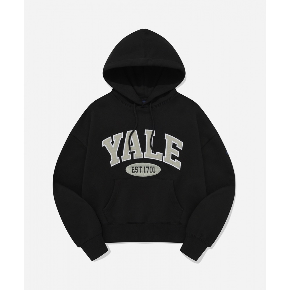 エール (23FW) 2トーンアーチクロップパーカーブラック