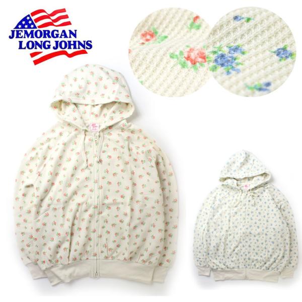 レディース ルームウエア 花柄 ワッフル フルジップ パーカー JD672-59 リラックスウェア