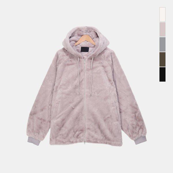 女性カジュアルふわふわフード付きジップアップビッグサイズジャケットSMA003