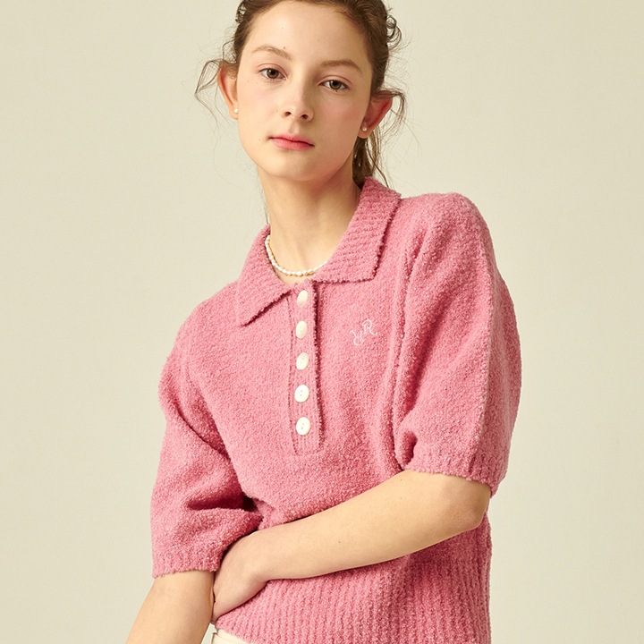 価格は安く BUTTON COLLAR KNIT PIINK Tシャツ・カットソー 価格は安く BUTTON COLLAR KNIT PIINK Tシャツ・カットソー