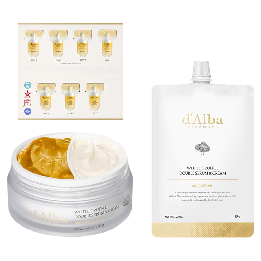 ホワイト トリュフ ダブル セラム アンド クリーム 70g + 1剤 アクアセラム 詰替 35g + ダブルセラム ウィークリーパッケージ 7ml セット