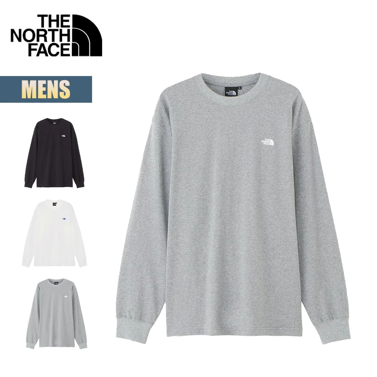 ロンT ロングスリーブヌプシコットンティー L/S Nuptse Cotton Tee メンズ 長袖 Tシャツ 刺繍ロゴ ワンポイント UVカット 紫外線対策 シンプル NT32443 2024