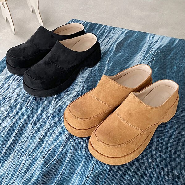 ミュール サンダル ウェッジヒール ウェッジソール 厚底 レディース 黒 茶 靴 婦人靴 韓国 7,543円