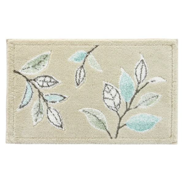 ステッチリーフ 吸着 45×75cm 玄関マット ベージュ 滑り止め 洗える 丸洗い 抗菌 防臭 エレガント