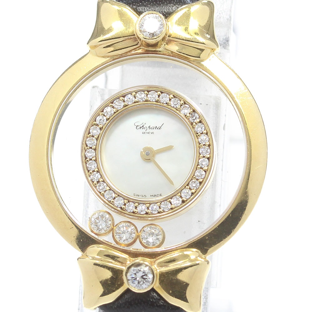 ジャンク ショパール Chopard 20/5334 ハッピーダイヤモンド リボン K18YG クォーツ レディース _819952【中古】