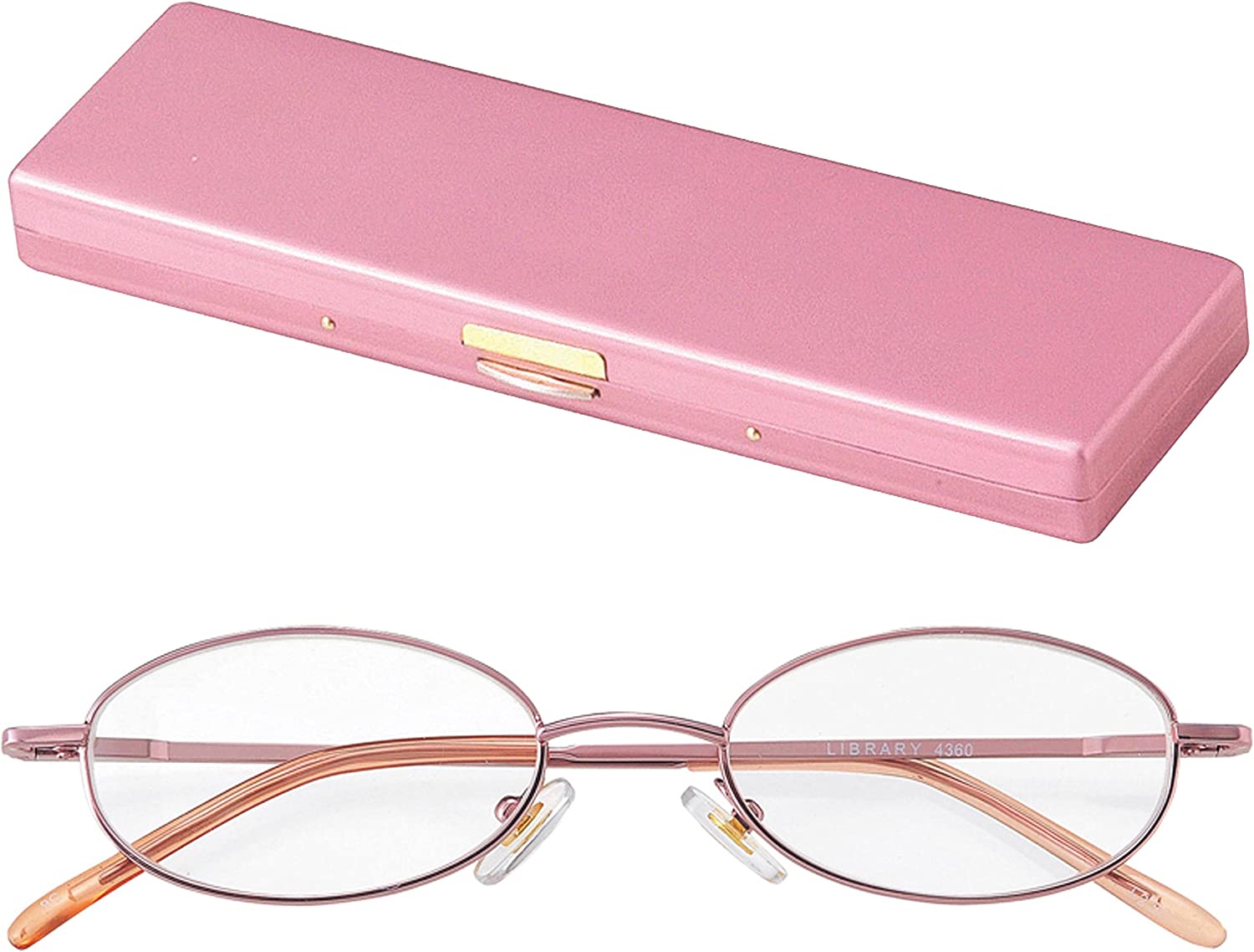 ライブラリーコンパクト 薄型 軽量 ワイドな 視野の シニアグラス 老眼鏡 バネ丁番 女性 婦人用 +3.50 (専用ケース付)