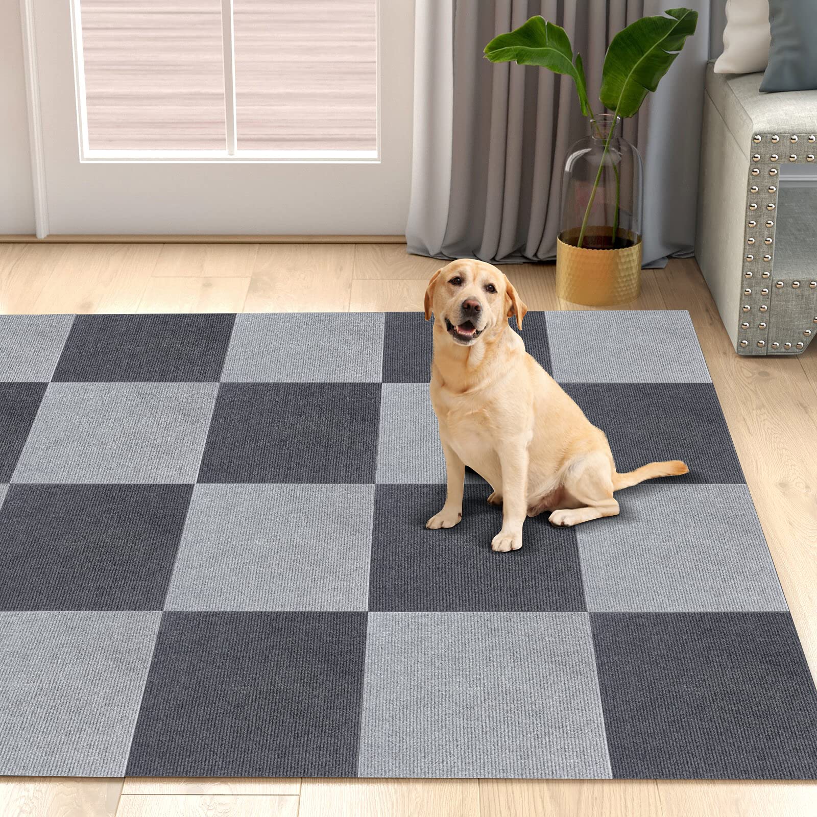 【アップグレード版 】 吸着マット ジョイントマット タイルカーペット ずれない 防音 洗える ペット/高齢者の滑り止め対策30*30cm 40枚 グレー濃/薄