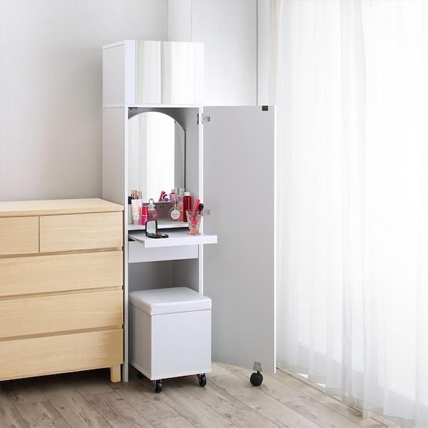 送料込 たっぷり収納 すき間ドレッサー スツール コンセント付 全身