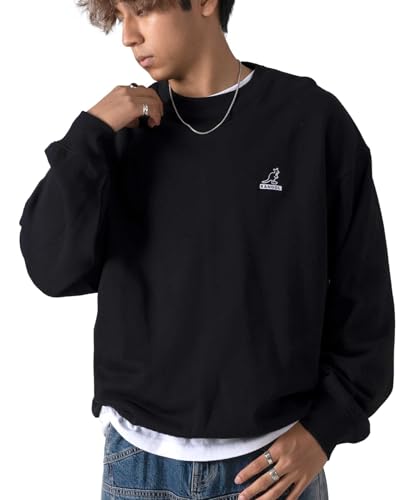 [カンゴール] トレーナー スウェット 長袖 メンズ レディース クルーネック 裏毛 ビックシルエット ワンポイント ロゴ刺繍 ゆったり 韓国 オーバーサイズ ブランド 大きいサイズ kpmc-103