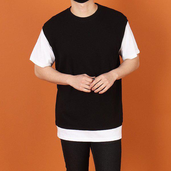 WBR メンズ ビッグサイズ ベスト レイヤード 半袖Tシャツ