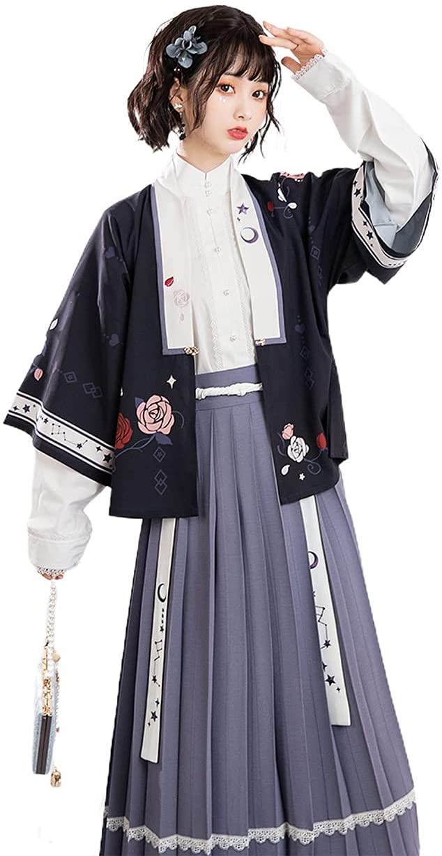ロリータ 華ロリ セットアップ 和ロリ 薔薇 ブラック 3点セットSMLのみ女の子専用の3サイズ