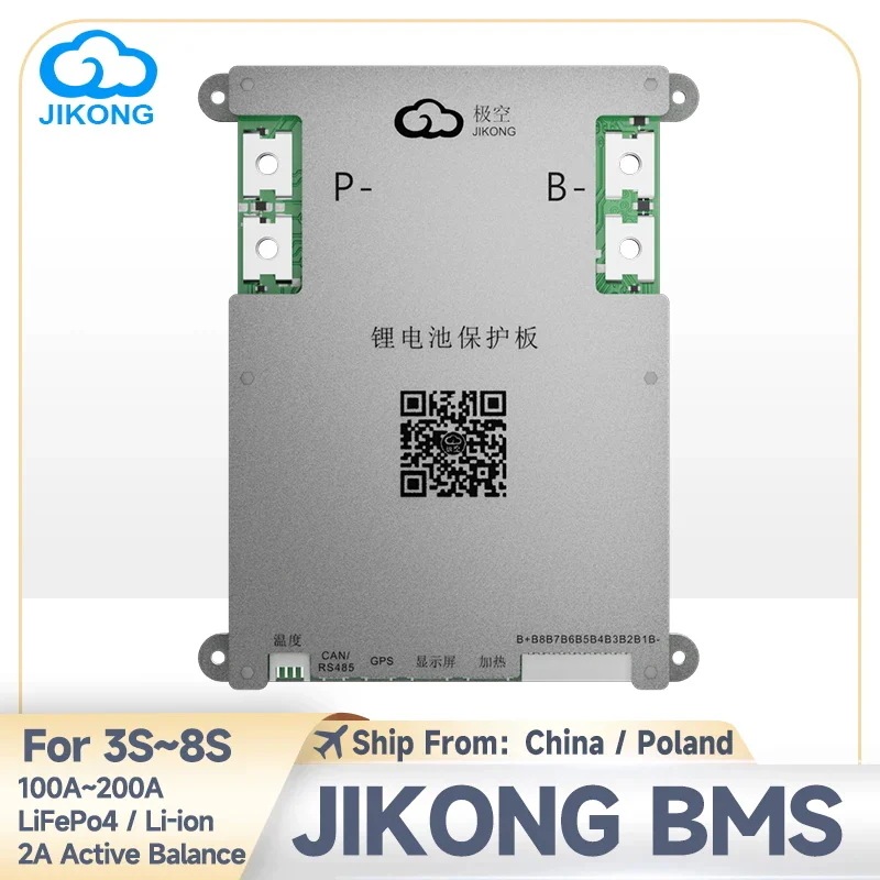 Jikong-3s8s LiFePo4バッテリー用スマートbms8s24v200a1a2abt付きアクティブバランスrs485ntcjkbmsjkbms