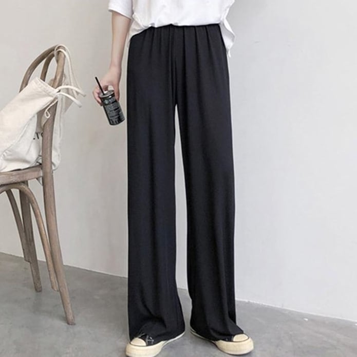 ラフパンツ ボトムス 長ズボン スラックス 無地 ナチュラルカラー レトロ フレアパンツ スリット ウエストゴム セミフレア パンツ ハイウエスト ストレッチ ストレッチ 美脚 動きやすい