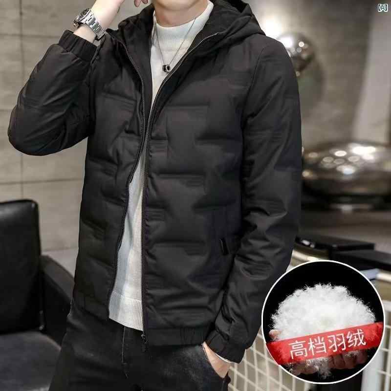 メンズ　男性　メンズファッション　オシャレ　カジュアル 厚手 ダウン コットンジャケット ショート フード付き 冬 暖かい コットン コート ブレッド