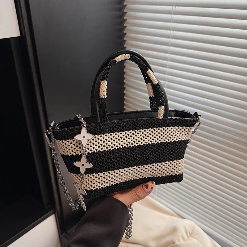 ショルダーバッグ 夏の編み込みバッグ 女性新作ファッション ハンドバッグ トートバッグ クロスボディ チェーンバッグ
