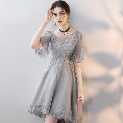 今季ブランド 大人 卒業式 ドレス 結婚式 袖あり パーティードレス ドレス 二次会ドレスフ ウェディングドレス レースワンピ カラー ホワイトフィッシュテール 五分袖