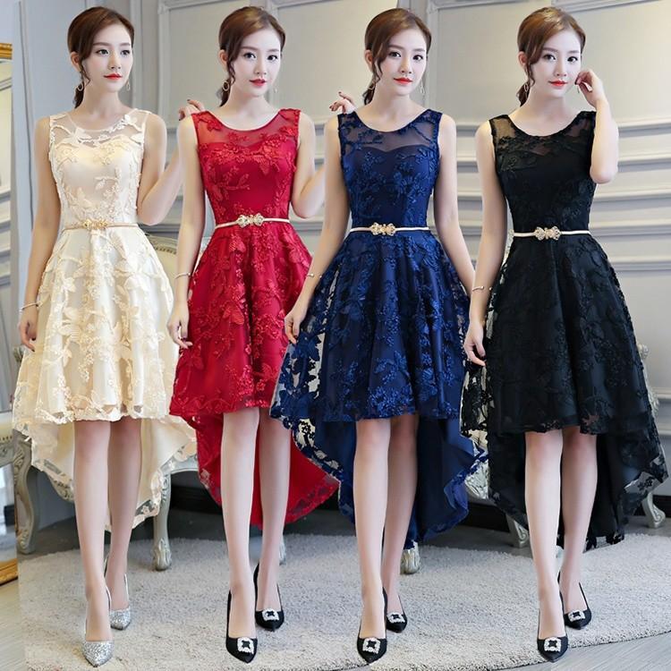 パーティードレス フィッシュテール 編上げタイプ レース スレンダーライン ワンピース 結婚式 フォーマル イレギュラーヘム ラウンド 母親 大きいサイズ