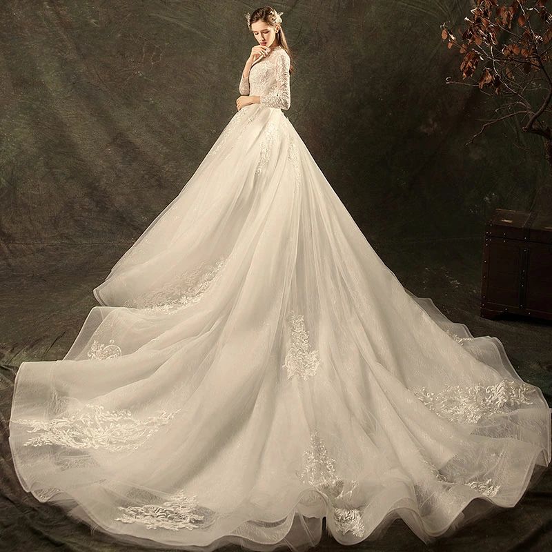 期間限定オファー結婚式 花嫁 ウェディングドレス 上品 二次会 披露宴 パーティードレス ワンピース プリンセスドレス wedding dress ブライダル ロングドレス 長袖 お嬢様 パーティード