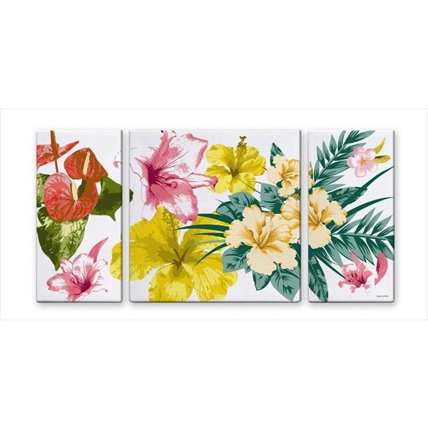 ファブリックパネル アートフレーム おしゃれ ナチュラル 壁掛け ウォールデコレーション Tropical Flowersトロピカルフラワー 600x300mm