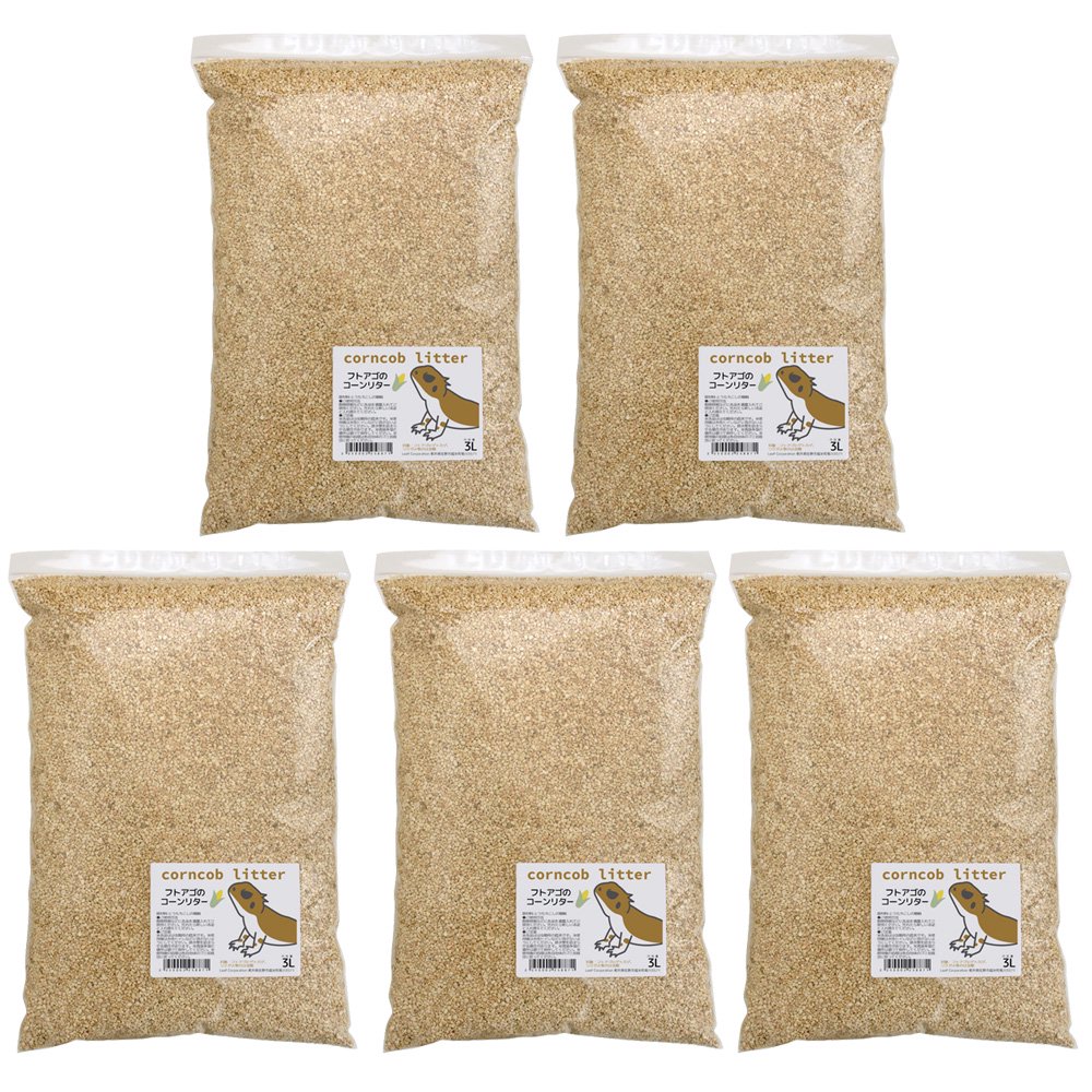 フトアゴのコーンリター　１５Ｌ（３ＬX５）　天然　消臭　敷材　床材　トイレ砂　ＣＲＣ17―65―30―10―00