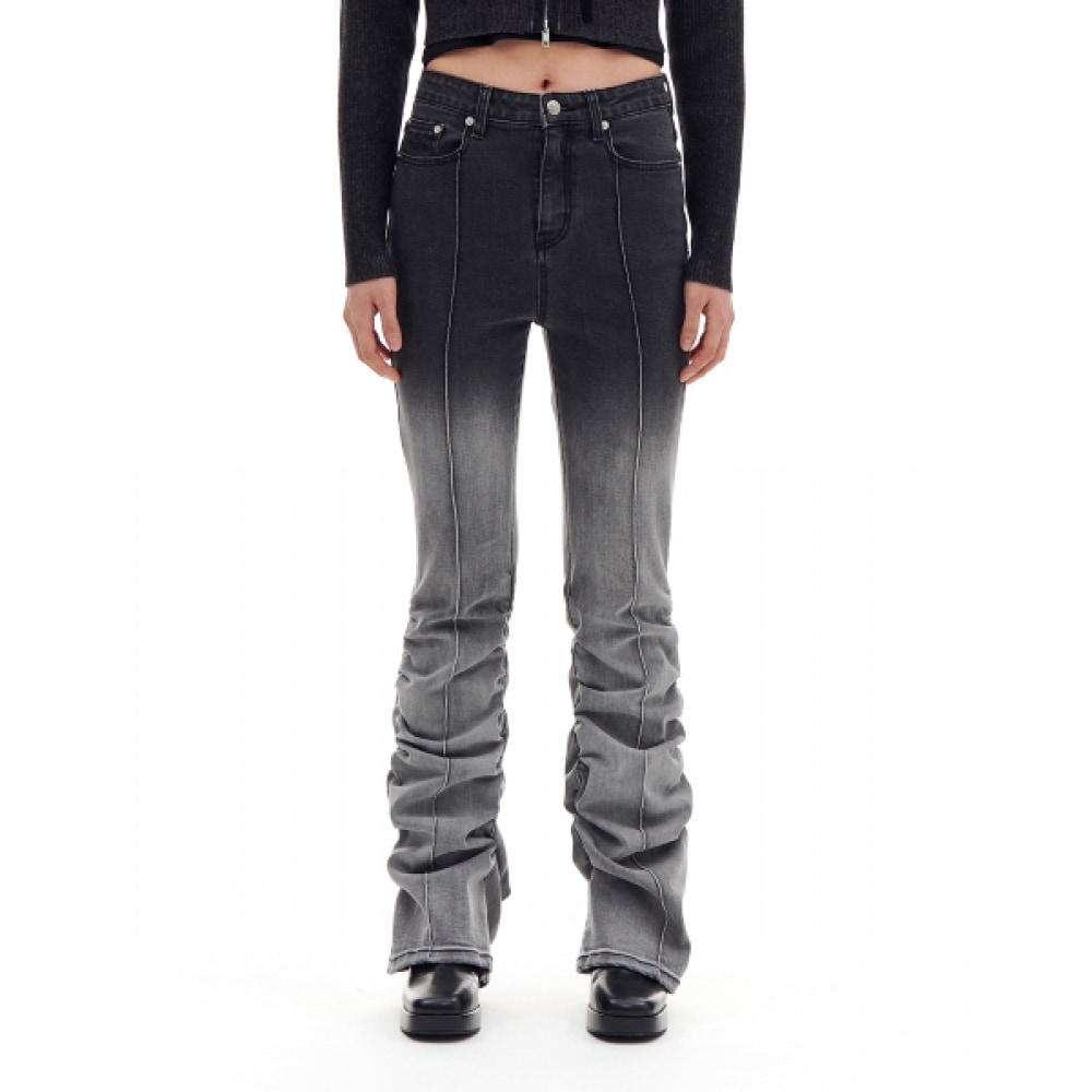 アーカイブボールドブーツカットシャーリングデニムパンツ (ブラック)