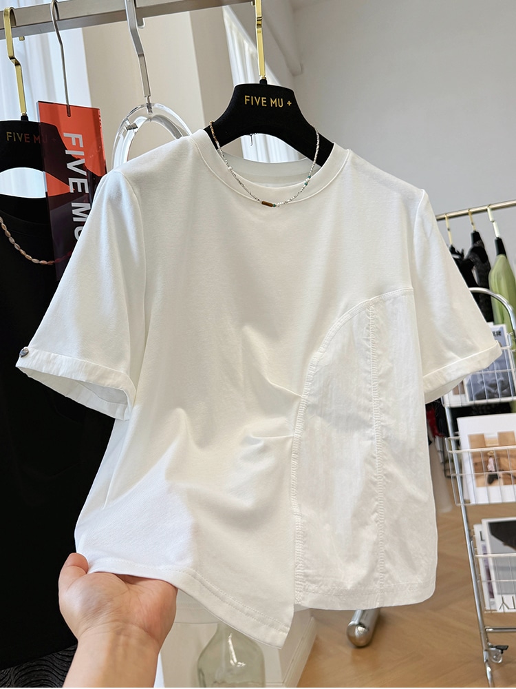 【1点ご購入 で10点プレゼントいたします】不規則な皺感トップス女夏の着こなし超きれいゆったり着やせ半袖Tシャツ