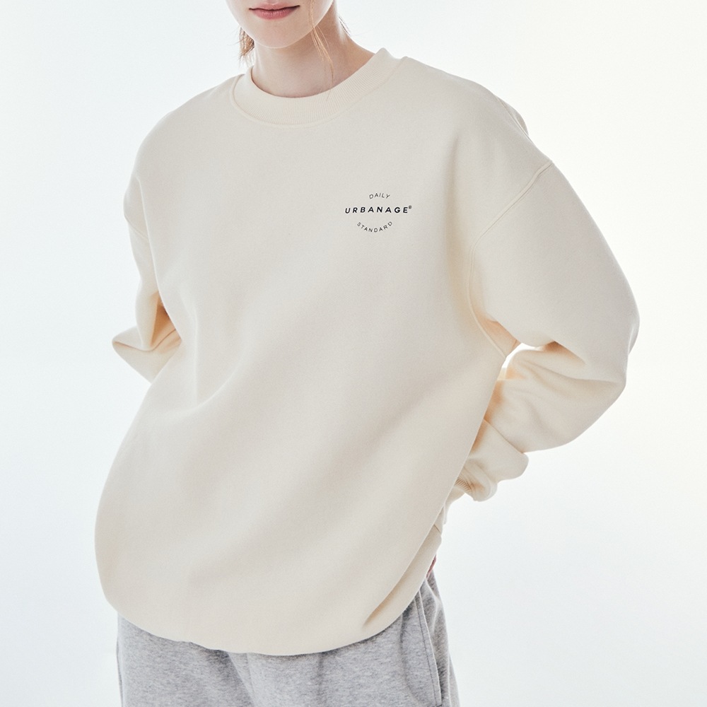 URBANAGEデイリースタンダードオーバー起毛マンツーマンクリーム