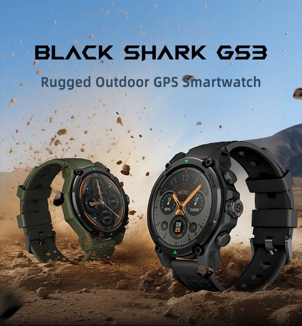 タフネススマートウォッチ　Black Shark GS3 ブラックシャーク　GPS対応　21日ロングバッテリー　AIチャット Shark GPT　心拍数やSpO2対応