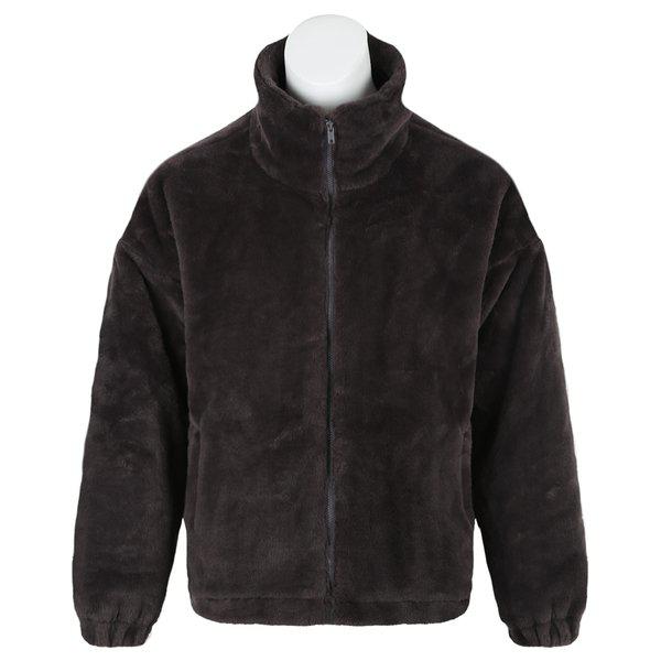 メンズ冬セミオーバーフィット極細糸ジップアップジャンパーRB-JUW-Q056-チャコール