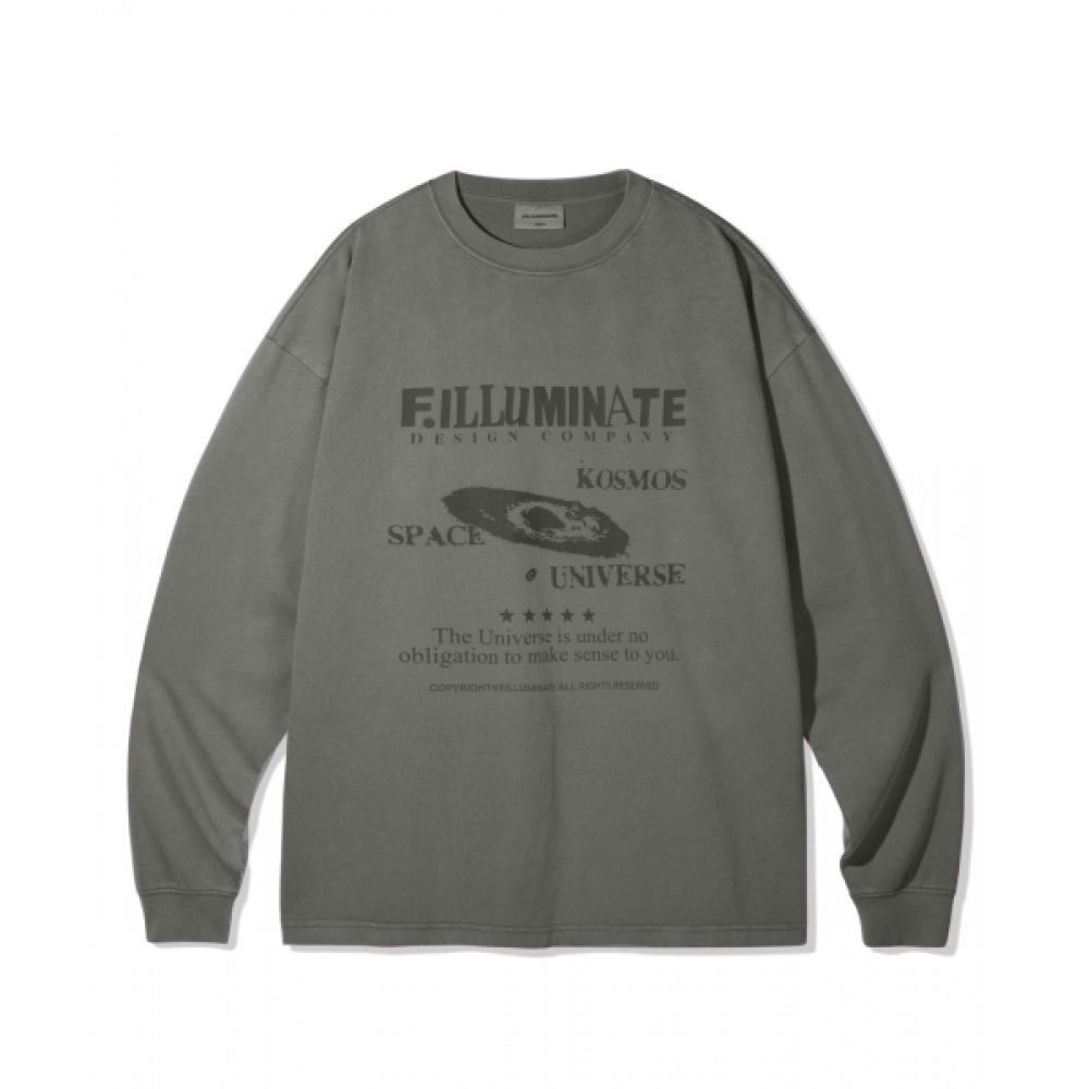 FILLUMINATE スペースグラフィックピグメントロングスリーブ-チャコール