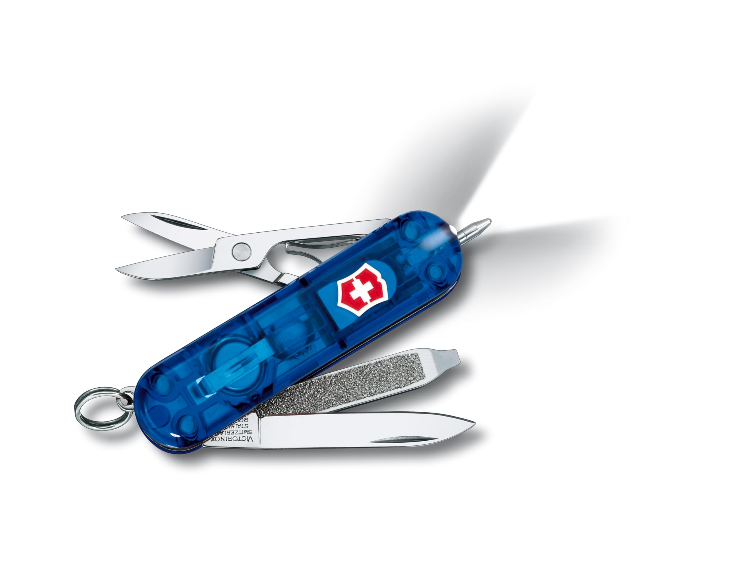 VICTORINOX(ビクトリノックス) シグネチャーライト トランスルーセントブルー ナイフ 防災グッズ ボールペン LEDライト付き 7機能を搭載したスイス製マルチツール 【国内正規品】 0.62