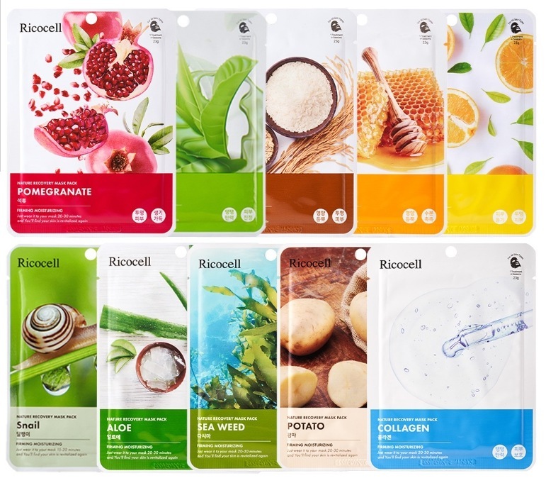 [1日1パック] リコーセル しっとりマイルドなマスクパック 10種x10pセット100個