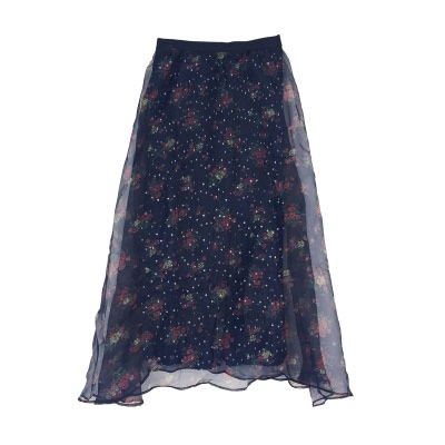 3265.シアーフラワーボトムス(ネイビー) 2019 春夏 sale お呼ばれ ご挨拶 記念日 花柄 スカート