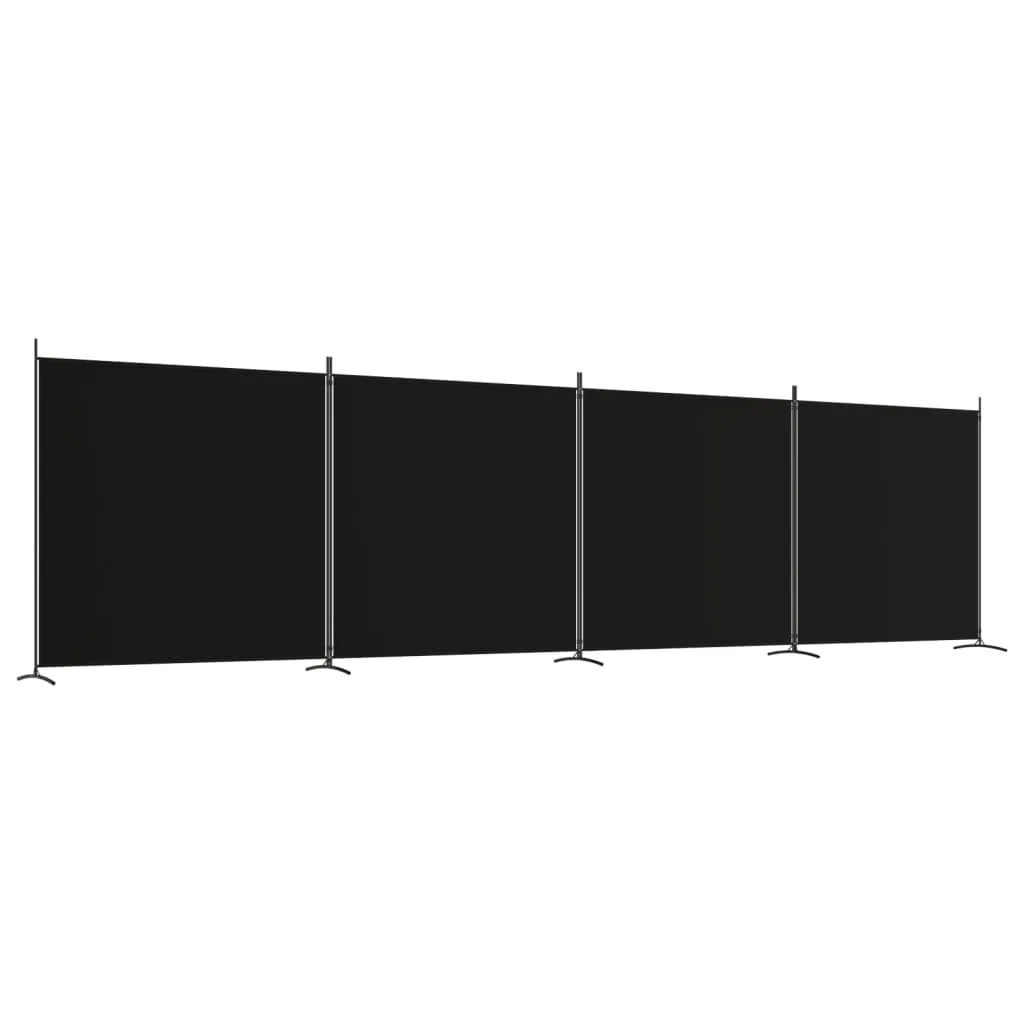 6枚パネル 間仕切り ブラック 698x180 cm 布製