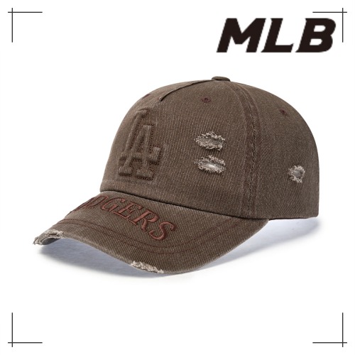 MLB公式 キャップ Vintage Embossed Damage Unstruck Ball Cap LA (Brown)