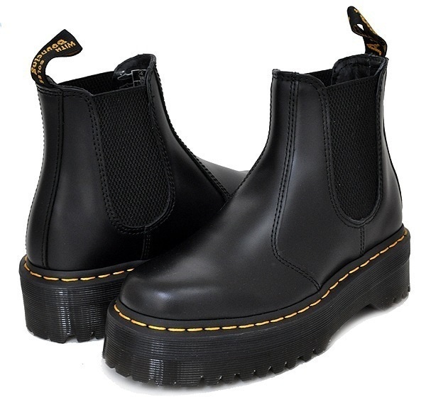 2976 クアッド チェルシーブーツ 24687001 サイドゴア 厚底ソール ブラック