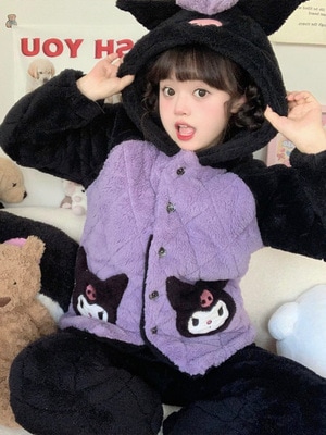 子供用パジャマ冬の女の子用三重綿綿入れ厚手保温女の子用フランネルクロミの部屋着