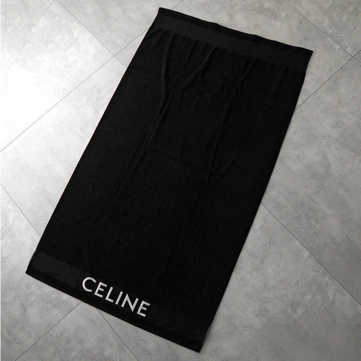 CELINE セリーヌ ビーチタオル 2AR07158W.38OW メンズ レディース ジャガードロゴ コットンパイル地 ブランケット ブラック