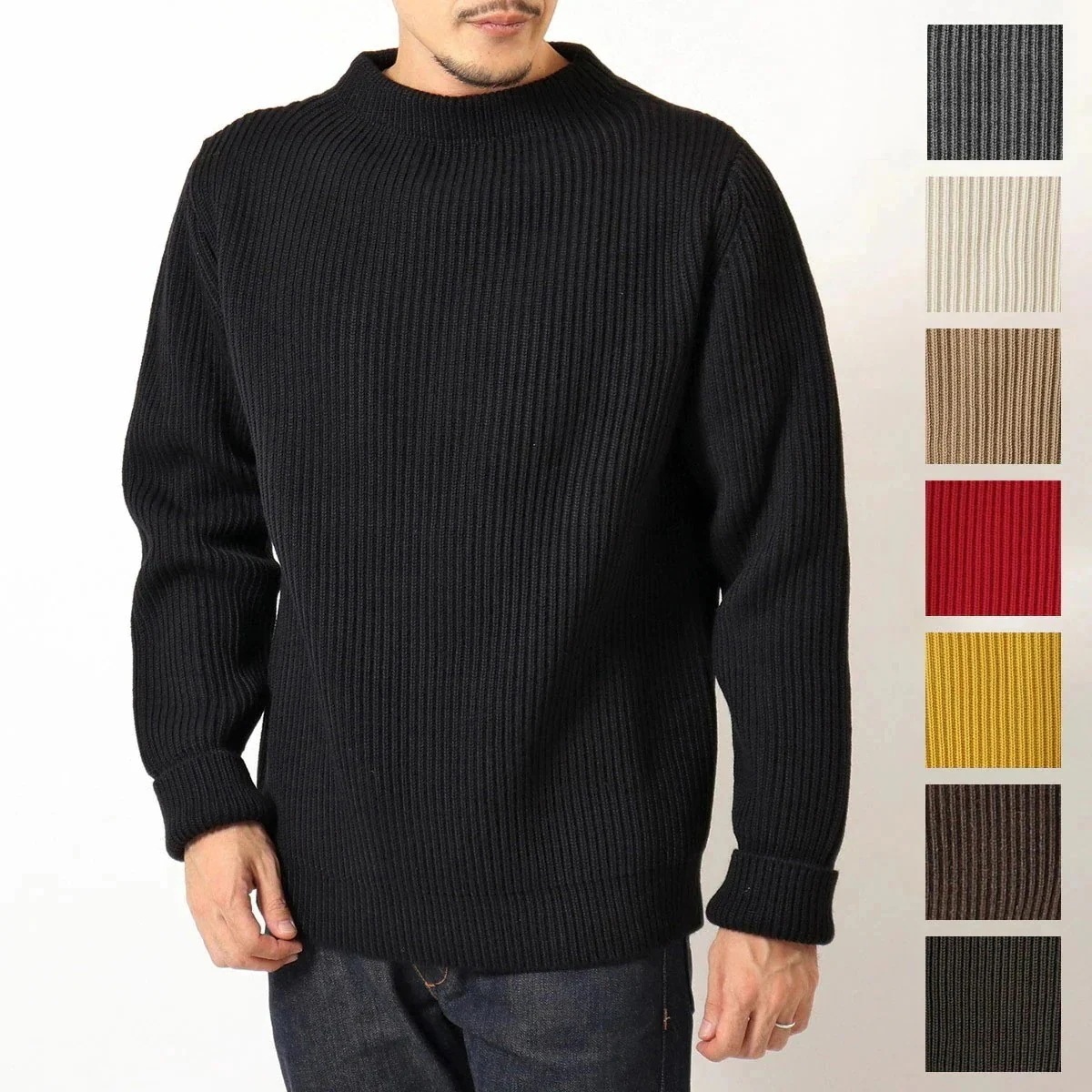 ANDERSEN-ANDERSEN アンデルセンアンデルセン ニット NAVY CREWNECK メンズ セーター メリノウール 長袖 アームウォーマー カラー