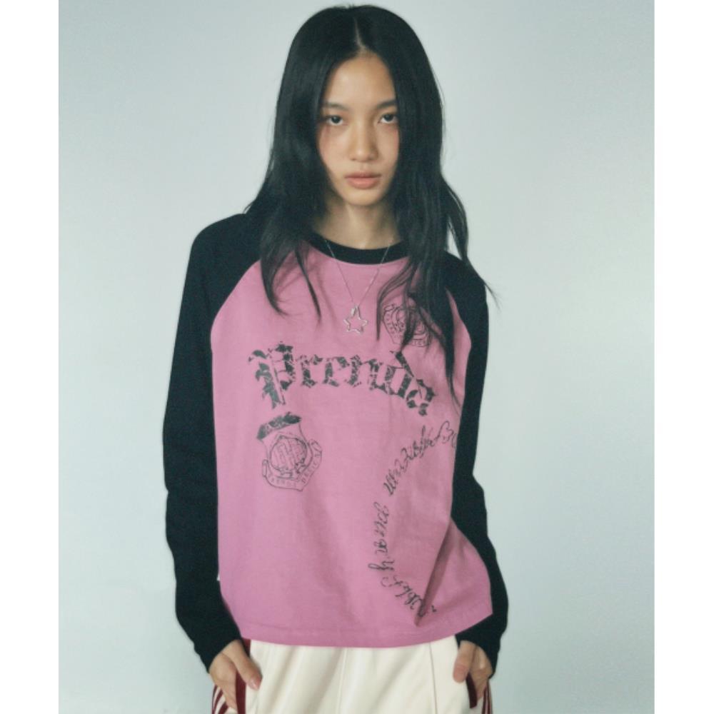PRENDA VINTAGE LOGO RAGLAN LONG SLEEVE INDIGO PINK PRTFA