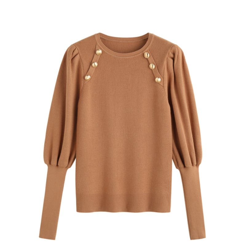 3color レディース トップス ニット 長袖 ボタン オーバーサイズ ベージュ ブラック