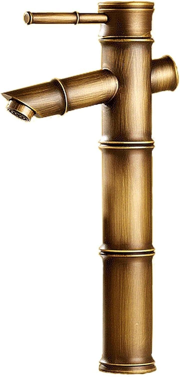 洗面用 竹型 混合水栓 蛇口 シングルレバー 洗いボウル用 洗面台( Bタイプ, ロング)